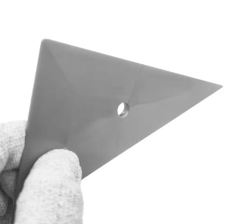Close-up of the silver EZ Reach squeegee, emphasizing the internal lubrication technology designed to prevent scratching.