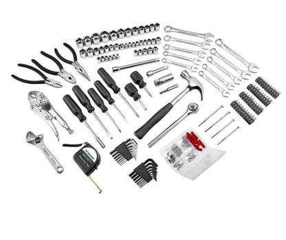 Complete 130-Piece Hand Tool Set displayed outside the carrying case.