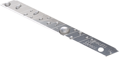 Individual NT BA50SS Stainless Steel Razor Blade, demonstrating the sharp edge for precise cutting.