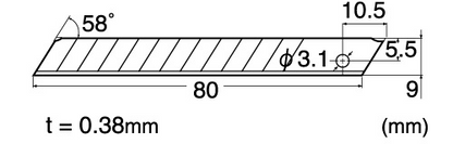 Dimensional details of NT BA50SS Stainless Steel Blades, showcasing their precision for cutting tasks.