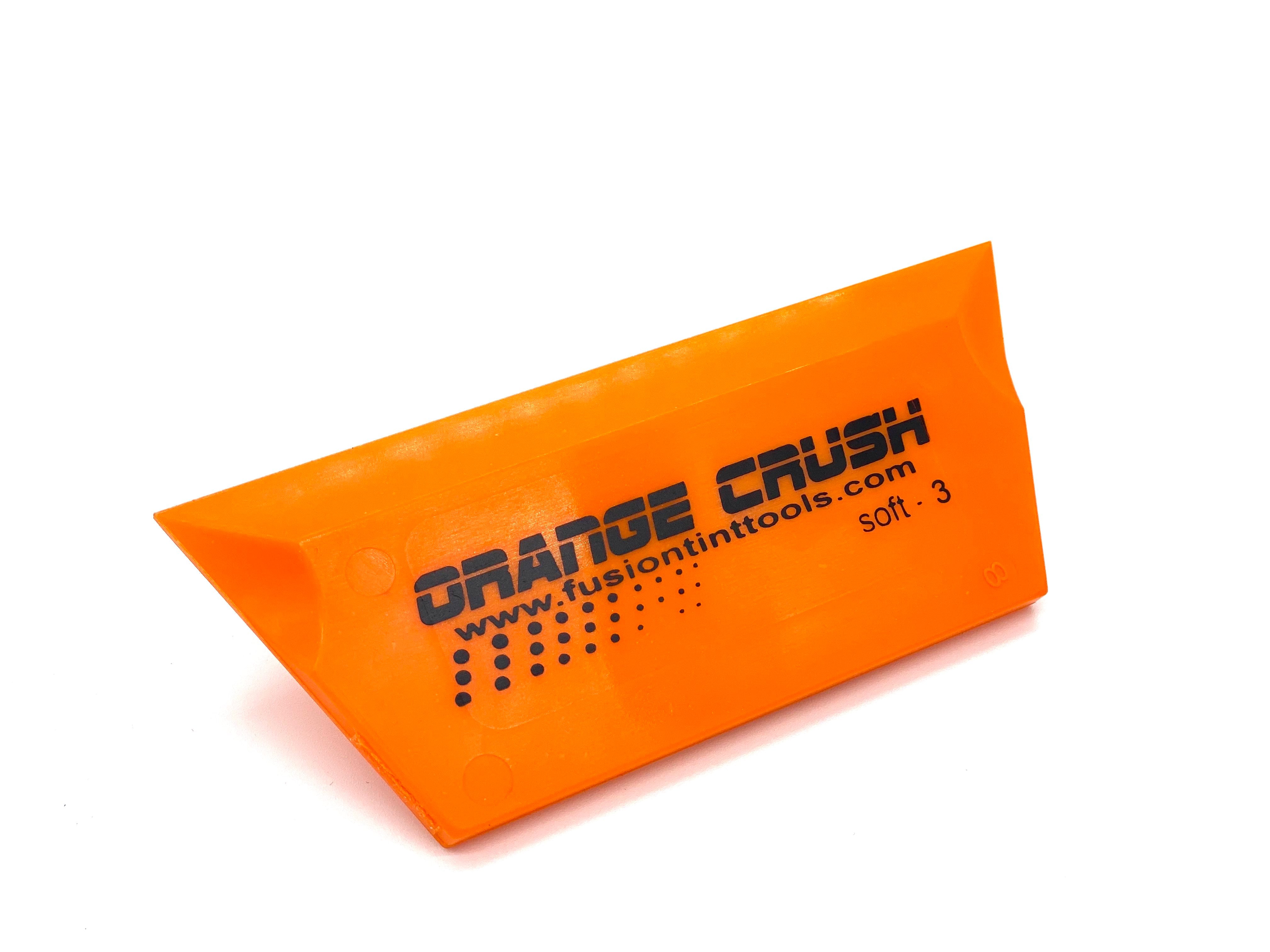 Fusion Orange Crush - 5" squeegee displayed, showcasing its vibrant orange color and durable design for window tinting.