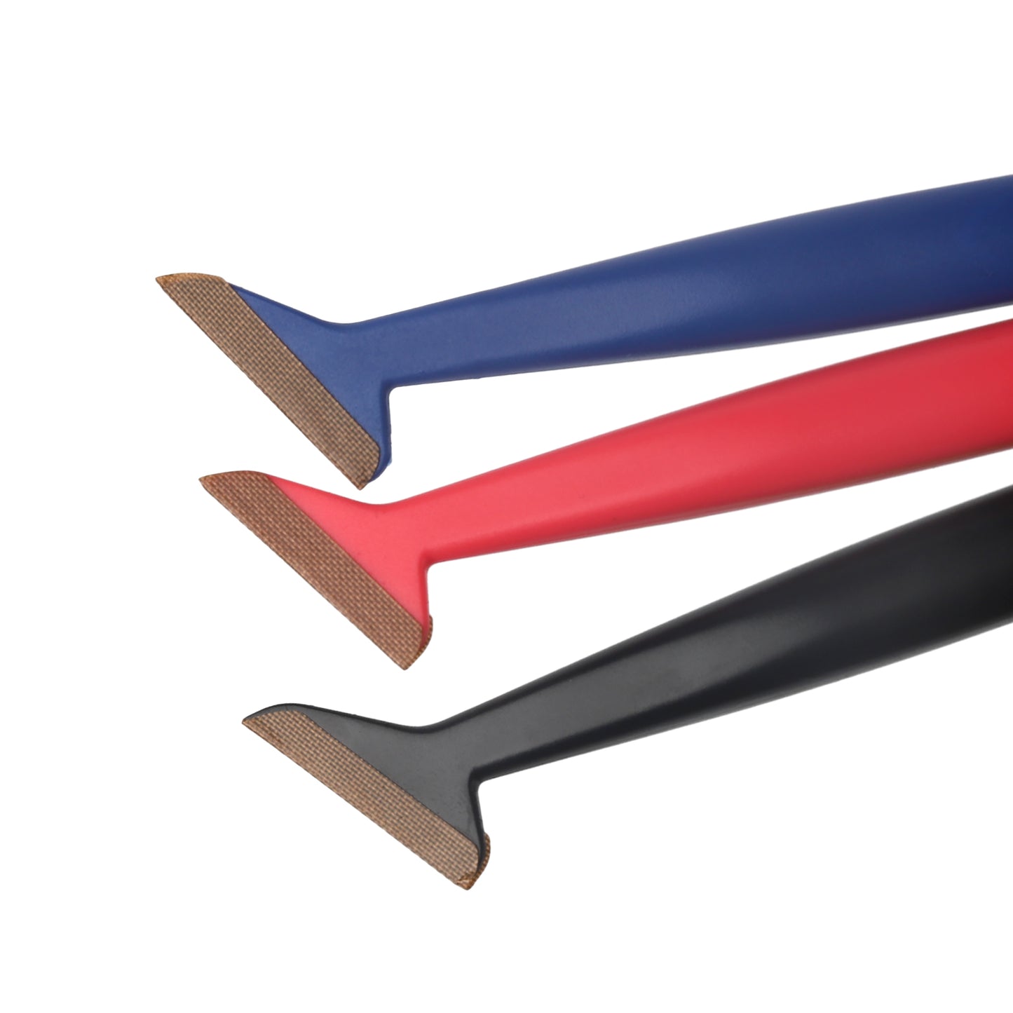 3-Piece Vinyl Wrap Tuck Tool Set showcasing tools in blue, red, and black for diverse wrapping needs.