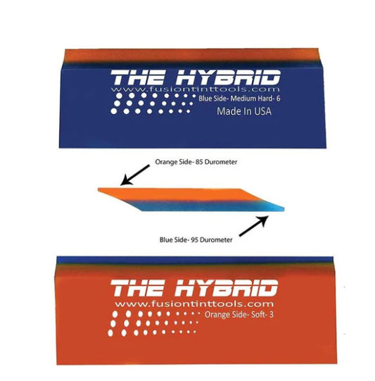 Dimensional illustration of the Fusion Hybrid Squeegee 5″, highlighting its versatile dual-durometer design