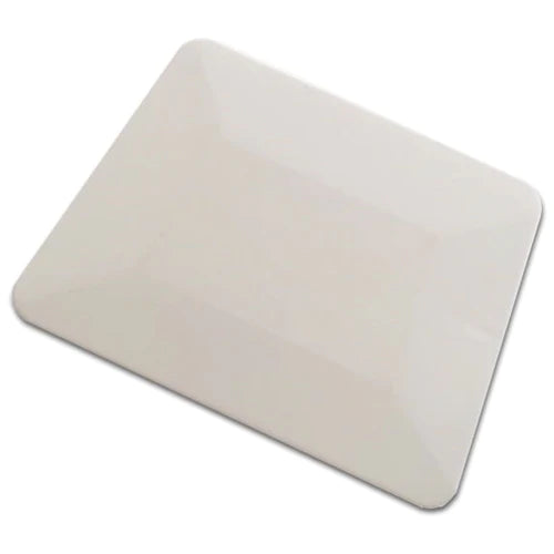 White 4" Low Friction Hard Card Squeegee, illustrating its clean appearance and suitability for smooth application.