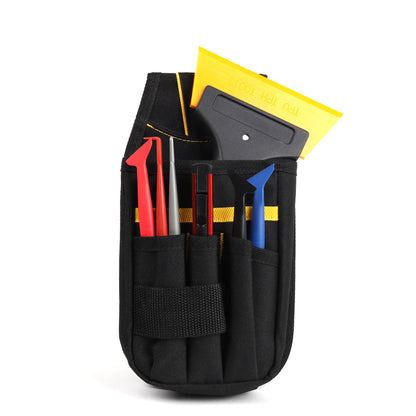 nterior glimpse of the ProStyle Tint & Wrap Utility Pouch Bag, showing the spacious yet organized tool arrangement.