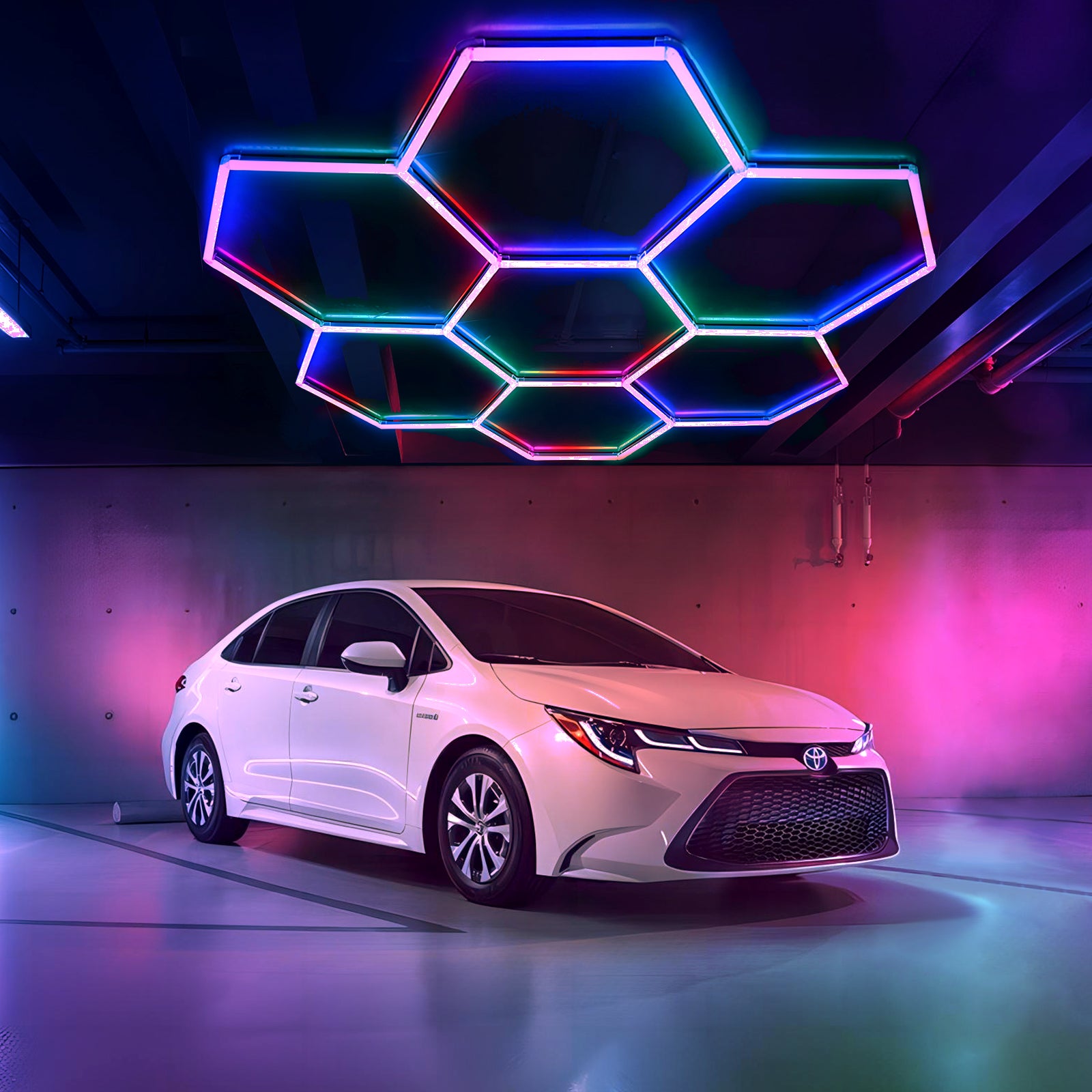 Colorix Hexa Light RGB11 used in a gaming setup, providing customizable and vibrant hexagonal LED lighting for an immersive experience.