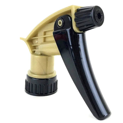 Gold & Black Acid-Resistant Sprayer displayed from a unique angle, illustrating its robust build tailored for harsh environments and its visually appealing design.