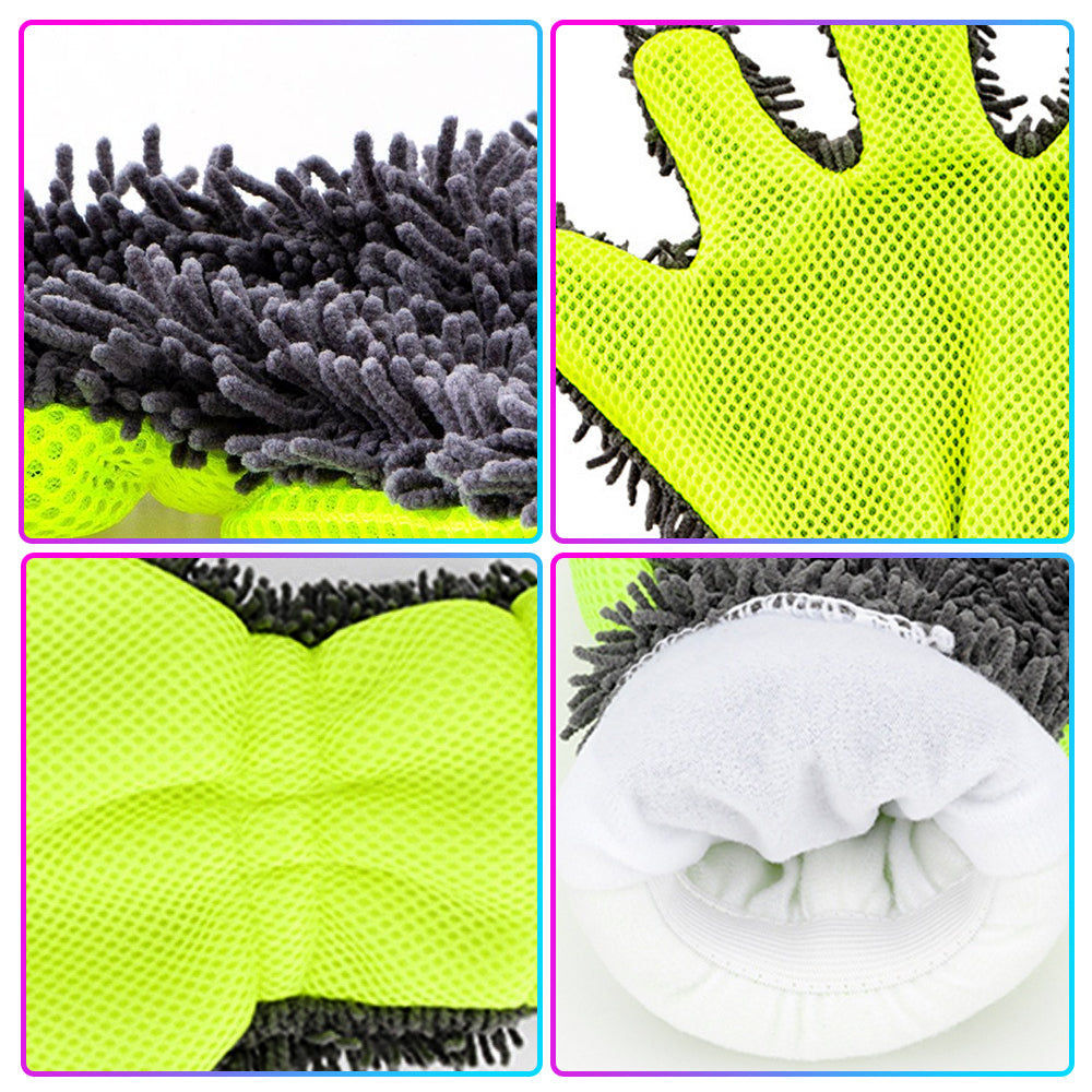 69TOOLS 5-Finger Microfiber Cleaning Gloves Auto Chenille