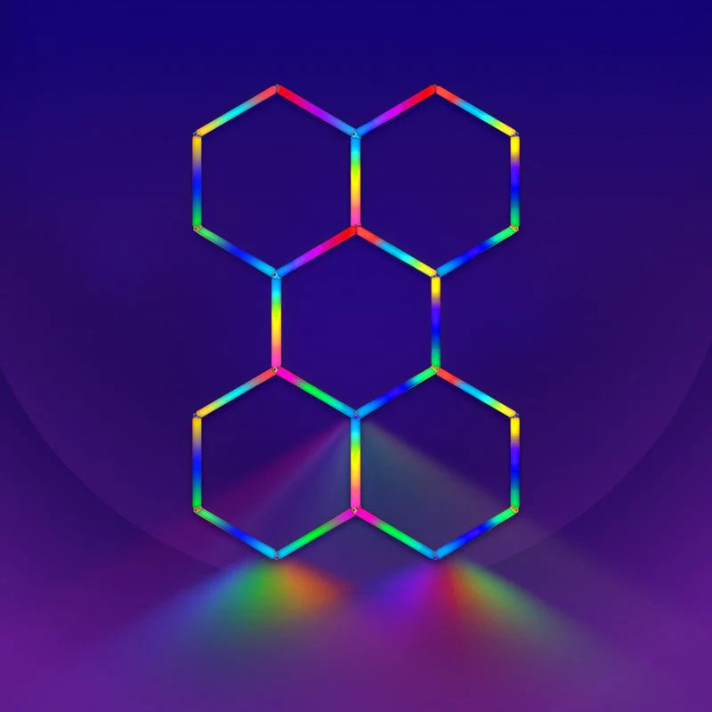 Solo display of the Colorix Hexa Garage Light RGB05 shape, emphasizing its unique hexagonal design for creative installations.