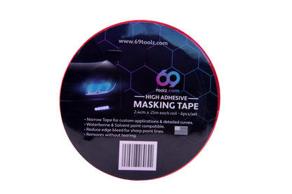 Close-up of red Precision Masking Tape .94 inch, highlighting its quality and precision for painting tasks.
