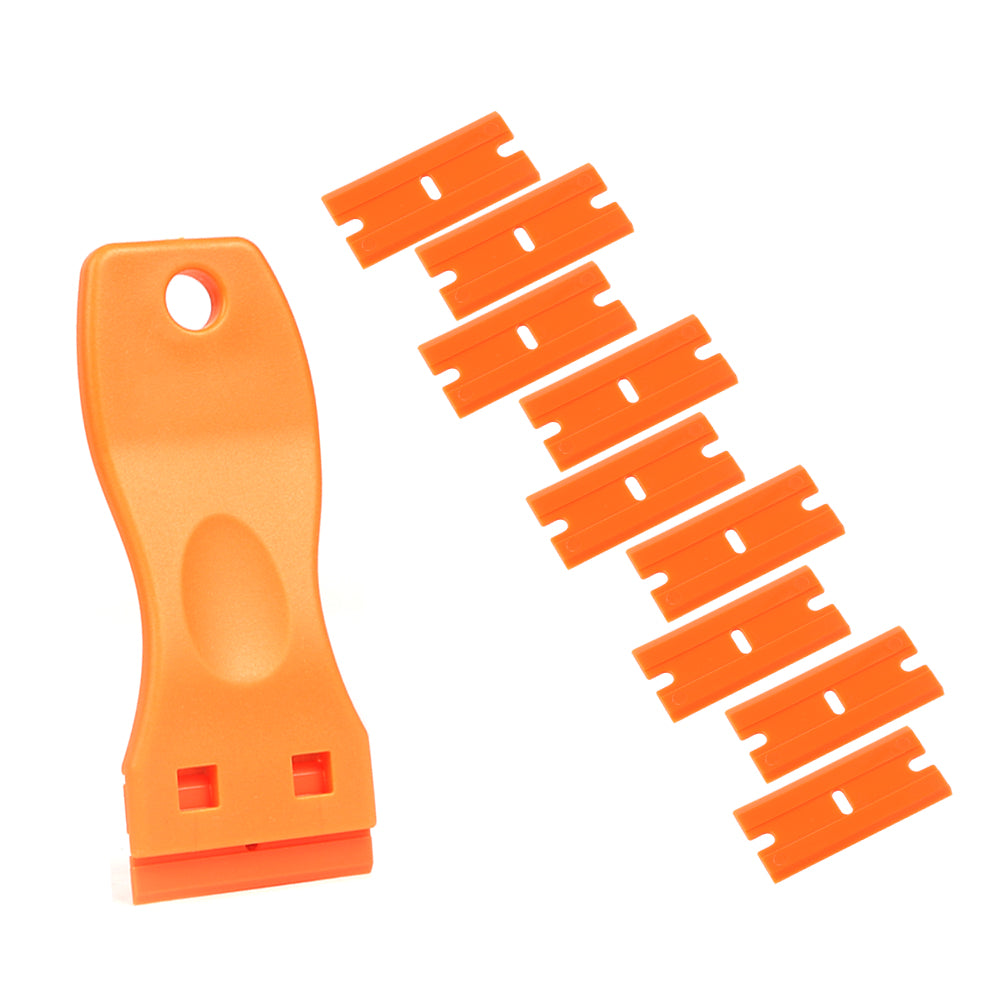 Orange Plastic 1-Inch Blade Holder, showing its effectiveness in precise cutting tasks.