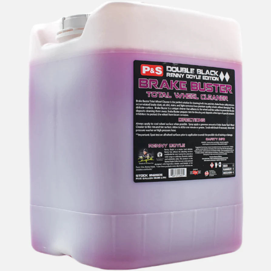 Five-gallon drum of P&S Brake Buster, ideal for high-volume wheel cleaning needs with protection against corrosion