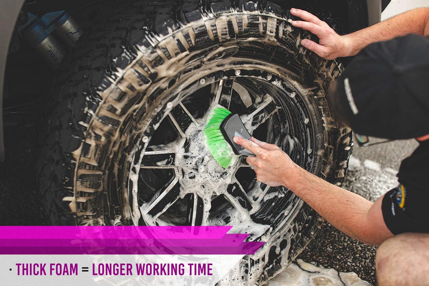 Applying P&S Brake Buster Wheel Cleaner, showcasing a clean and protected finish free from stains and corrosion.