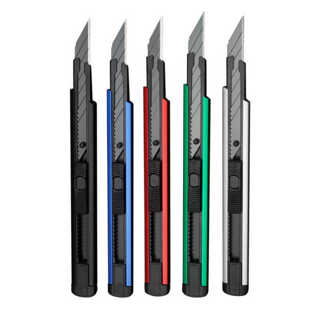 69TOOLZ Cutter set showcasing various colors, including black, blue, green, and red, equipped with 30-degree precision blades.