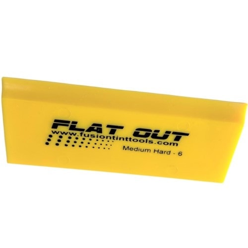 Product shot of the Fusion 5" Yellow Flat Out Squeegee Blade, perfect for flat glass and security film installations.