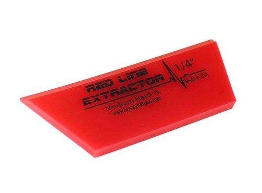 Red Line Extractor Squeegee Blade, 1/4" thick with single bevel edge, designed for superior liquid extraction performance.