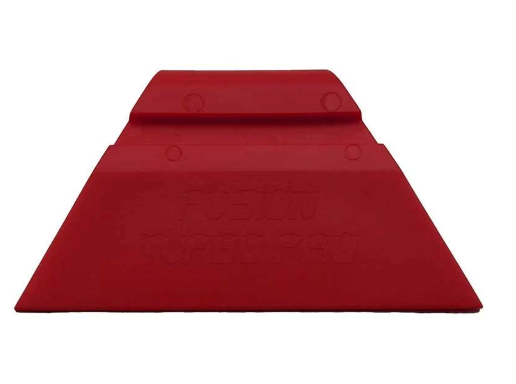 Red Fusion Turbo Squeegee 3.5", highlighting flexibility for soft hard coat film application.