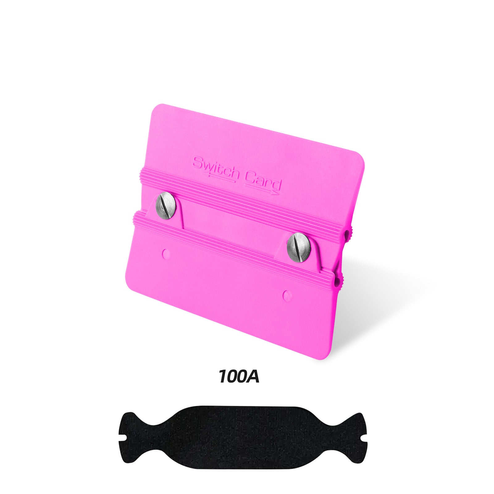 Precision edge of Pink Switch Squeegee B for flawless car wrap application.