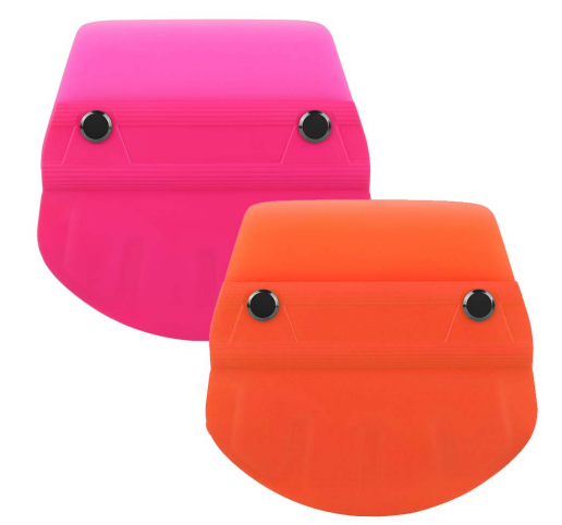 Type A Multi-Functional Magnetic Squeegee in pink, showing the top round edge and flat bottom edge design.