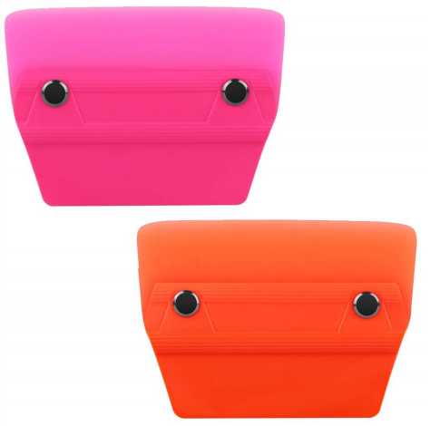 Pink Type A Multi-Functional Magnetic Squeegee showcasing its flat top and bottom for even pressure application.