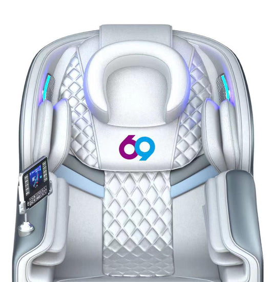 Close-up of the Ultimate Relaxation Massage Chair showcasing its high-tech massage features.
